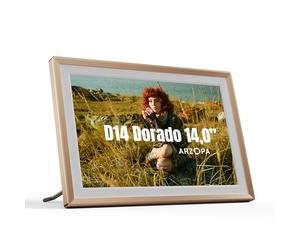 ARZOPA Marco de Fotos Digital Metálico 14 Pulgadas Cloud Storage Gratis Ilimitada 1920*1200 FHD Pantalla Táctil Comparte Fotos Videos a Distancia Marco Digital de Fotos Mejor Regalo para Familia - D14