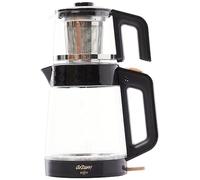 ARZUM GUSTO TEEKOCHER, tetera turca, tetera, hervidor de agua, material de vidrio, jarra de 0,9 litros y jarra de 2 litros. Capacidad del calentador de agua - Negro