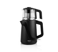 ARZUM JOLLIETEA - Tetera de 1650 W, hervidor de agua de 2 litros, tetera de vidrio de 1 litro, resistencia oculta de acero inoxidable, rotación de 360 grados, uso inalámbrico, color negro