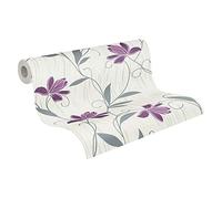 A.S. Création AS Creation 306234 3062-34 - Papel pintado (10,05 m x 0,53 m), diseño floral, color lila, blanco y gris