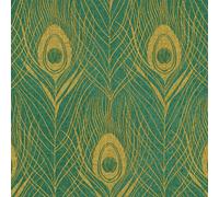 Absolutamente Elegante AS Creation Pintado Verde Azulado AS369714 Oro Pavo Real
