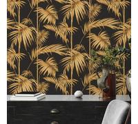 AS Creation Negro/Oro 36919-5 Lola París Palma Motivo Pintado Tropical Frondas