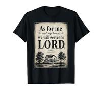 As for Me and My House, We Will Serve The Lord - Joshua 24 Camiseta gráfica económica, Hombre, Negro, S