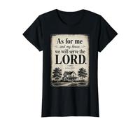 As for Me and My House, We Will Serve The Lord - Joshua 24 Camiseta gráfica económica, Mujer, Negro, S