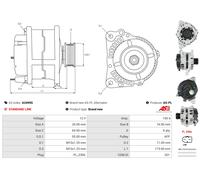 AS-PL Alternador Generador 12 V 150 A A3499S Con Polea De Libre Carrera