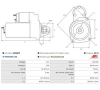 AS-PL Anlasser Starter 1,4 kW Para Mercedes-Benz E-Klasse W211 W212 SLK R171 280
