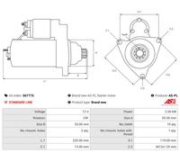 AS-PL Anlasser Starter 2 KW Para Toyota Land Cruiser 80 4.5 24V