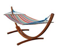 AS-S 320 cm Soporte de Hamaca Madera de alerce con Hamaca Caleta | Estructura de madera de alerce con hamaca, para 1 persona