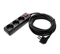 as - Schwabe 11372 - Regleta de 3 enchufes (5 m, H05VV-F 3G1,5, IP20, uso en interior), color negro