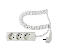 as - Schwabe Enchufe múltiple de 3 tomas con cable en espiral - Enchufe múltiple con cable de 2,5 m - Enchufe múltiple de 230 V / 16 A con cable en espiral extensible - IP20 - Blanco I 11431