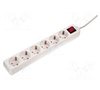 as - Schwabe 11511 Toma de corriente múltiple de 6 vías con interruptor y protección de contacto aumentada, blanco, 1,4m H05VV-F 3G1,5, IP20 uso interior