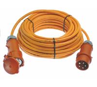 as - Schwabe 59647 Alargador CEE 400V / 32A, 25 m H07BQ-F 5G4 con enchufe de inversión de fase, IP44 comercial, obra, naranja