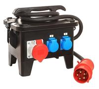 as - Schwabe 60820 - Distribuidor de corriente para obras (400 V, carcasa de goma, IP44), color negro
