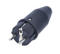 as - Schwabe 61412 - Enchufe de goma maciza 10/16A, doble de alta resistencia, negro