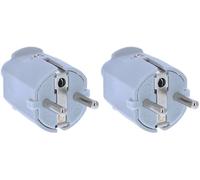 as - Schwabe 62220 - Enchufe de PVC, gris, doble contacto de puesta a tierra, 230 V (Paquete de 2)
