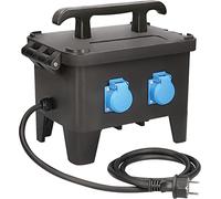 as - Schwabe 63270 G-M23 - Distribuidor de corriente para construcción (3,6 kW, 4 enchufes de 230 V/16 A, 2 m H07RN-F3G2,5, 4 interruptores de corriente residual, color negro)