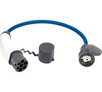 as - Schwabe 65131 Mode 3 - Cable adaptador de carga para vehículos eléctricos con enchufe de protección de contacto, tipo 2 a conector de protección de contacto, 1 fase, 3,6 kW, 0,5 m, rango de temperatura de funcionamiento de -30 °C a +50 °C, color azul