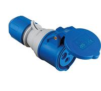 as - Schwabe - Acoplamiento CEE con indicador de tensión POWERLIGHT 230 V, 16 A, tripolar, acoplamiento para exteriores, IP44, protegido contra salpicaduras de agua, apto para exteriores, azul