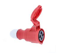 as - Schwabe Acoplamiento CEE con tapa abatible y contacto de tornillo para conexión de línea 400V, carcasa de poliamida resistente a los golpes y a las salpicaduras, 16A, 6h, 4 polos, IP44, 60575