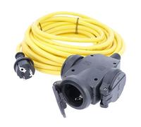 as - Schwabe alargador de Cable de 10 m K35 AT-N07V3V3-F 3G1,5 - Cable de extensión de 3 vías - 230 V/16 A - con Tapa Protectora - Resistente al Polvo y a Las Salpicaduras (IP44) - Amarillo, 61456