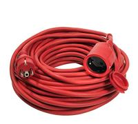 as - Schwabe alargador de Cables 10 m H05RR-F 3G1,5 - Cable de extensión 230 V / 16 A / 3.500 W - con Tapa de protección - Resistente al Polvo y a Las Salpicaduras IP44 - Rojo, 60210