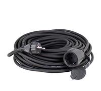 as - Schwabe - Cable alargador de goma, 15m H05RR-F 3G1,5 con enchufe de protección, acoplamiento de contacto, incl. tapa de protección, 230V, 16A, IP44, negro