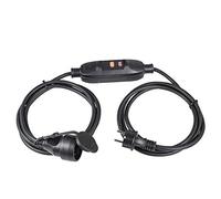 as - Schwabe 45222 PRCD-Interruptor intermedio con Cable (2 x 1,5 m), Enchufe Schuko y Acoplamiento con Tapa Protectora, Negro, 3 m