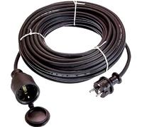 as - Schwabe alargador de Cables 50 m H05RR-F 3G1,5 - Cable de extensión 230 V / 16 A / 3.500 W - con Tapa de protección - Resistente al Polvo y a Las Salpicaduras IP44 - Negro, 60365