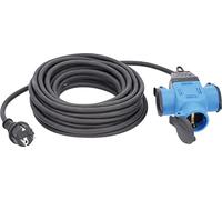 as - Schwabe alargador de Cables de 10 m H07RN-F 3G1,5 - Cable de extensión con 3 Tomas - 230 V/16 A - con Tapas Protectoras - Resistente al Polvo y a Las Salpicaduras IP44 - Azul/Negro, 62059