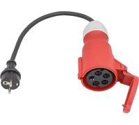 as - Schwabe Cable Adaptador E1, 0,3 m, H07RN-F 3G2,5, Enchufe de protección de Contacto, 230 V, 16 A, Conector CEE Rojo 400 V 16 A, 5 Polos, con Tapa abatible 230 V, 16 A, máx. 3.500 W, IP44, 61371