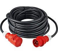 as Schwabe TechnikProdukte Cable alargador de alta resistencia - 400 V / 32 A enchufe CEE y toma CEE - 10 m de cable alargador de 5 polos con tapa de protección - IP44 - Negro I 61027
