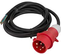 as - Schwabe Cable de conexión CEE 5 m H07RN-F 5G6 - Enchufe CEE Robusto - 400 V / 32 A - Extremo de Cable pelado de 50 mm - IP44 Resistente Polvo y Salpicaduras - Negro/Rojo, 70970