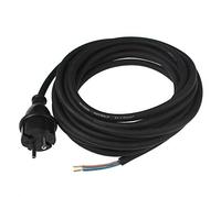 as - Schwabe cable de conexión goma 3 m H07RN-F 2x1,5 - enchufe europeo tipo CEE 7/17 sin tierra - 230 V / 16 A - extremo de cable pelado de 50 mm - IP44 resistente polvo y salpicaduras - negro, 70556