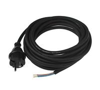 as - Schwabe - Cable de conexión para taladradoras, 5 m de cable de conexión de goma H05RN-F 2x1,0mm², enchufe de contorno con cable, cable adaptador con manguitos terminales, 230V, 16A, IP44, negro