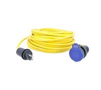 as - Schwabe Cable de construcción de 25 m AT-N07V3V3-F 3G1,5, SEV Enchufe y acoplador T23, 230 V/16 A, Cable Amarillo para Obra de construcción, Resistente al Polvo y a chorros IP55