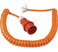 as - Schwabe Cable de conexión en espiral, 1 m, extensible a aprox. 5 m, cable para obras H07BQ-F 5G2,5 de poliuretano 400 V, conector CEE, extremo de 50 mm, color naranja, 70432
