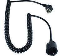 as - Schwabe - Cable Espiral de Contacto de protección de 1 m a 4 m con Enchufe de Contacto de y Acoplamiento de Contacto de protección, 230V, 16A Cable de extensión, IP20, Negro, 70425