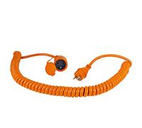 as - Schwabe Cable Espiral Extensible de 1 a 5 m H07BQ-F 3G1,5 - alargador de Cable 230 V/16 A - con Contacto de protección - Schuko - Resistente al Polvo y a Las Salpicaduras (IP44) - Naranja, 70413