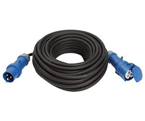 as - Schwabe Cables de extensión CEE de 10 m H07RN-F 3G6, Enchufe CEE y acoplador CEE 230V/32A/3-polig/6h, Cable de extensión CEE para Exteriores Fabricado en Alemania, IP44, Negro, 63281