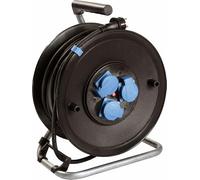 AS - Schwabe - Carrete de cable 40 m H07RN-F 3G2,5, IP44 exterior, 3 enchufes, freno de bloqueo, guía de cable, Made in Germany
