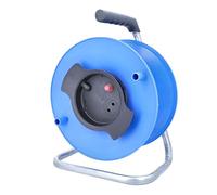 as - Schwabe carrete de cable para camping vacío, para aprox. 50 m de cable, exterior IP44, con soporte para enchufe, interruptor térmico, Made in Germany