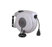 as - Schwabe Carrete de cable retráctil automático 15 m H05VV-F 3G1,5 - Enrollador de manguera - 180° Giratorio - 1,5 m de cable de conexión - desmontable - Montable en Pared y Techo - IP20, 12611