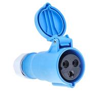 as - Schwabe CEE Enchufe Hembra para caravanas y Industria - 230 V / 32 A & 3-Polos - con Tapa abatible - Resistente para Exteriores IP44 - con conexión por Tornillo - Made in Germany - Azul, 60592