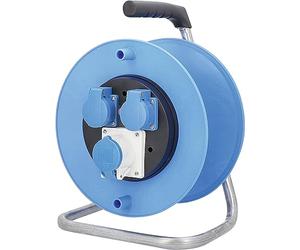 as - Schwabe CEE Tambor de cable vacío Ø 285 mm - 2 enchufes y 1 toma CEE de 3 polos, 400 V 16 A - Para cables de 50 m - Made in Germany - Camping - Protección contra salpicaduras IP44, 10179