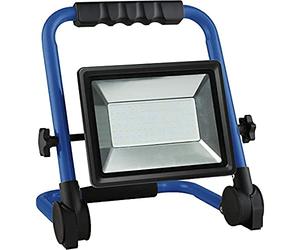 as - Schwabe Chip Spotlight - Foco de construcción Portable de 100 W con marco plegable Luz de trabajo puntual - Luz LED móvil para uso en exteriores e interiores - IP65 - Azul I 46342