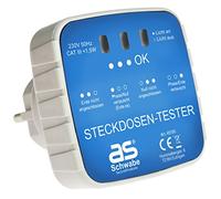 as - Schwabe comprobador enchufes Schuko - conector de diagnóstico con indicador luminoso - comprueba el cableado correcto en Tomas de corriente de 230 V - comprobador de circuitos, 45100