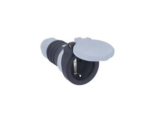 as - Schwabe DuroConn - Acoplamiento de protección de contacto, extremadamente resistente, indicador de voltaje, con cierre rápido, 230 V/16 A, para cables de hasta 3 x 2,5 mm², color gris/negro, IP54