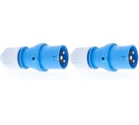as - Schwabe - Enchufe CEE para caravanas, autocaravanas y Exteriores de 230 V / 16 A con terminales de Tornillo - IP44 Azul I 60470 (Paquete de 2)