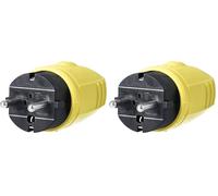 as - Schwabe - Enchufe de goma 230 V / 16 A sin cable - Schuko con doble contacto de puesta a tierra - apto para uso exterior - IP44 - Amarillo (Paquete de 2)