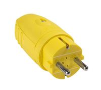 as - Schwabe - Enchufe de goma 230 V / 16 A sin cable - Enchufe Schuko con doble contacto de puesta a tierra - apto para uso exterior - IP44 - Hecho en Alemania - amarillo I 62403